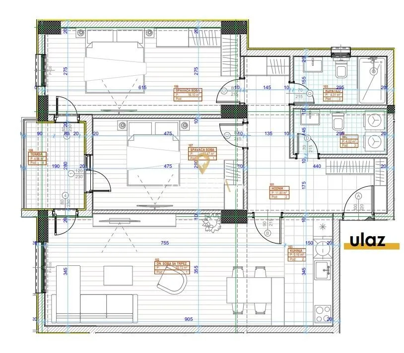 Prodaja, dvosoban stan, 86m², Zabjelo, Podgorica