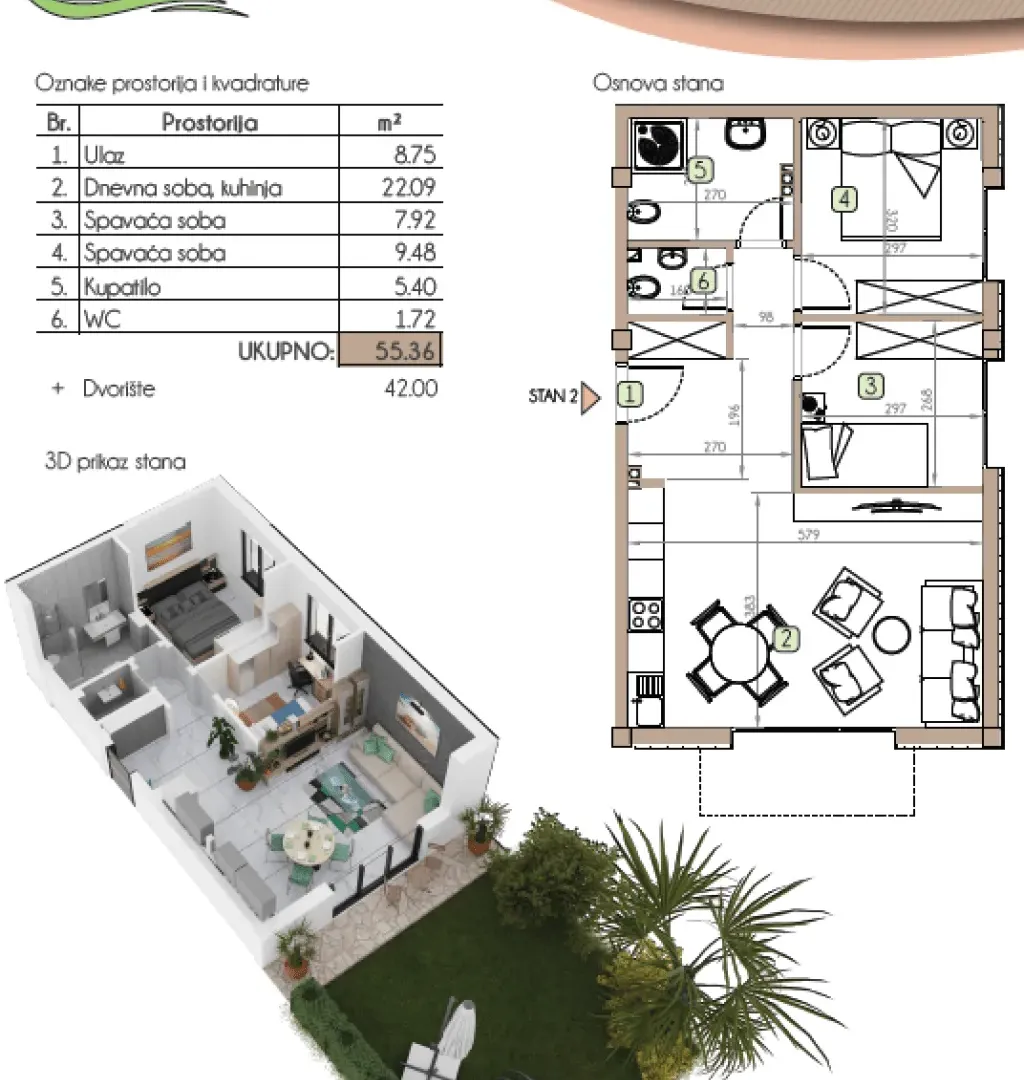 Prodaja, dvosoban stan, 55m², Dobrota, Kotor