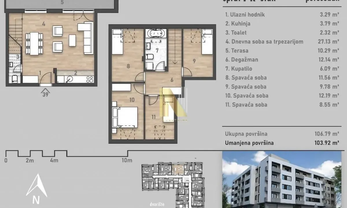 Sale, apartment, 106m², Salajka, Novi Sad Sve Podlokacije