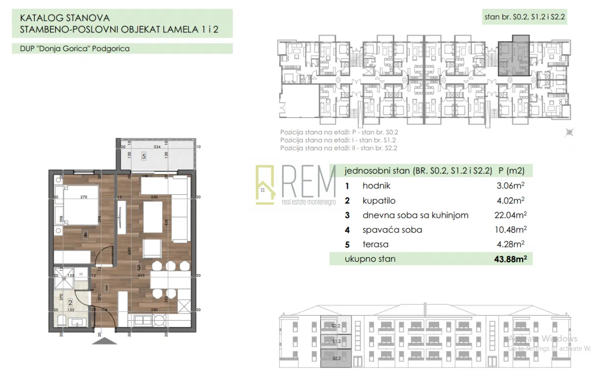 Prodaja, jednosoban stan, 44m², Donja Gorica, Podgorica