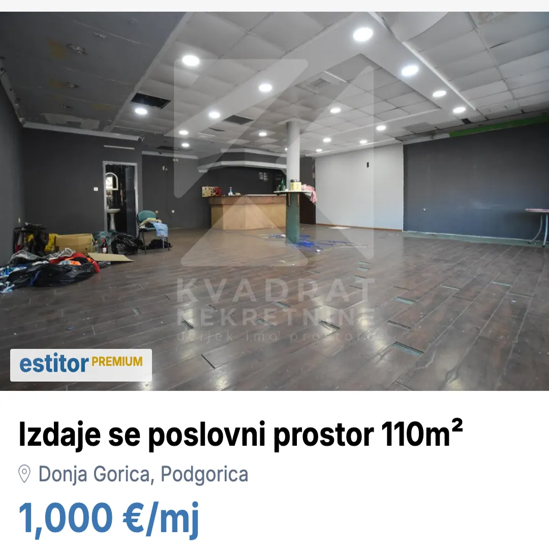 Izdavanje, poslovni prostor, 110m², Donja Gorica, Podgorica