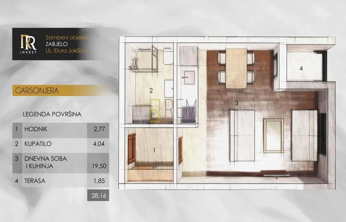 Prodaja, garsonjera, 28m², Zabjelo, Podgorica