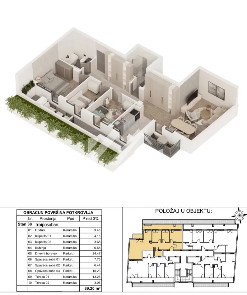 Prodaja, trosoban stan, 89m², Centar, Novi Sad
