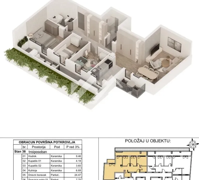 Prodaja, trosoban stan, 89m², Centar, Novi Sad