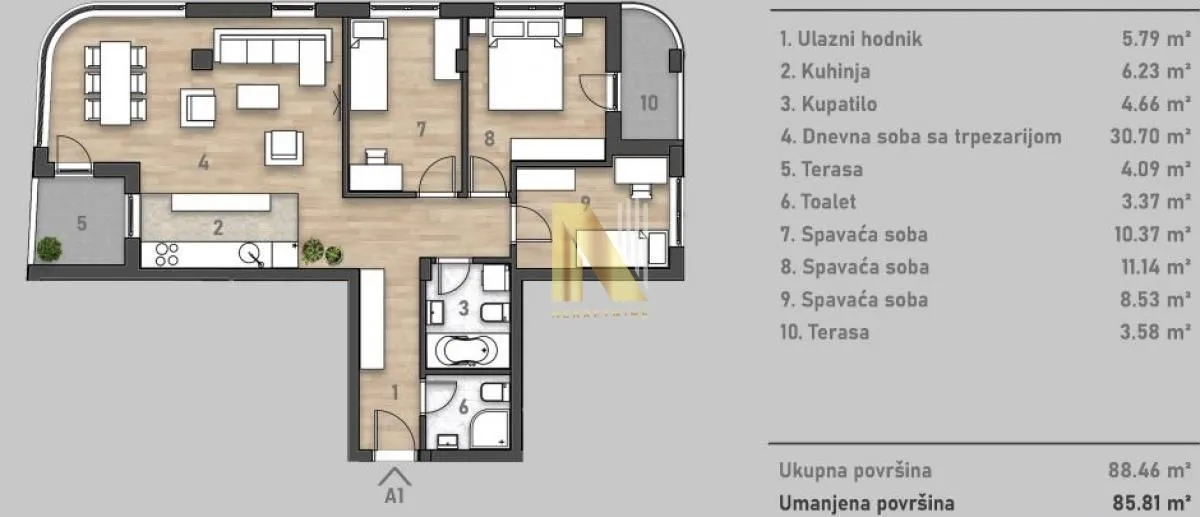 Prodaja, četvorosoban stan, 87m², Socijalno, Novi Sad Sve Podlokacije