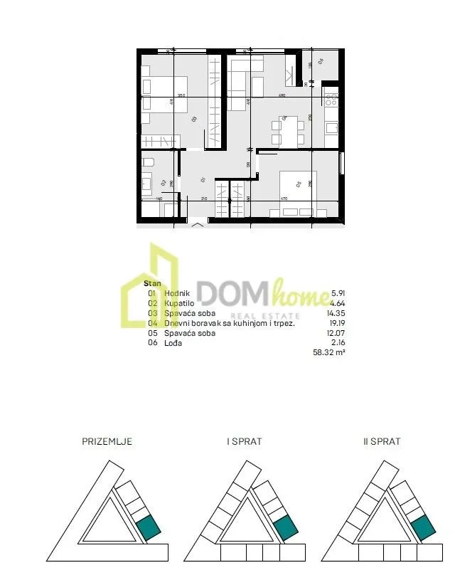 Sale, two bedroom apartment, 58m², Donja Gorica, Podgorica
