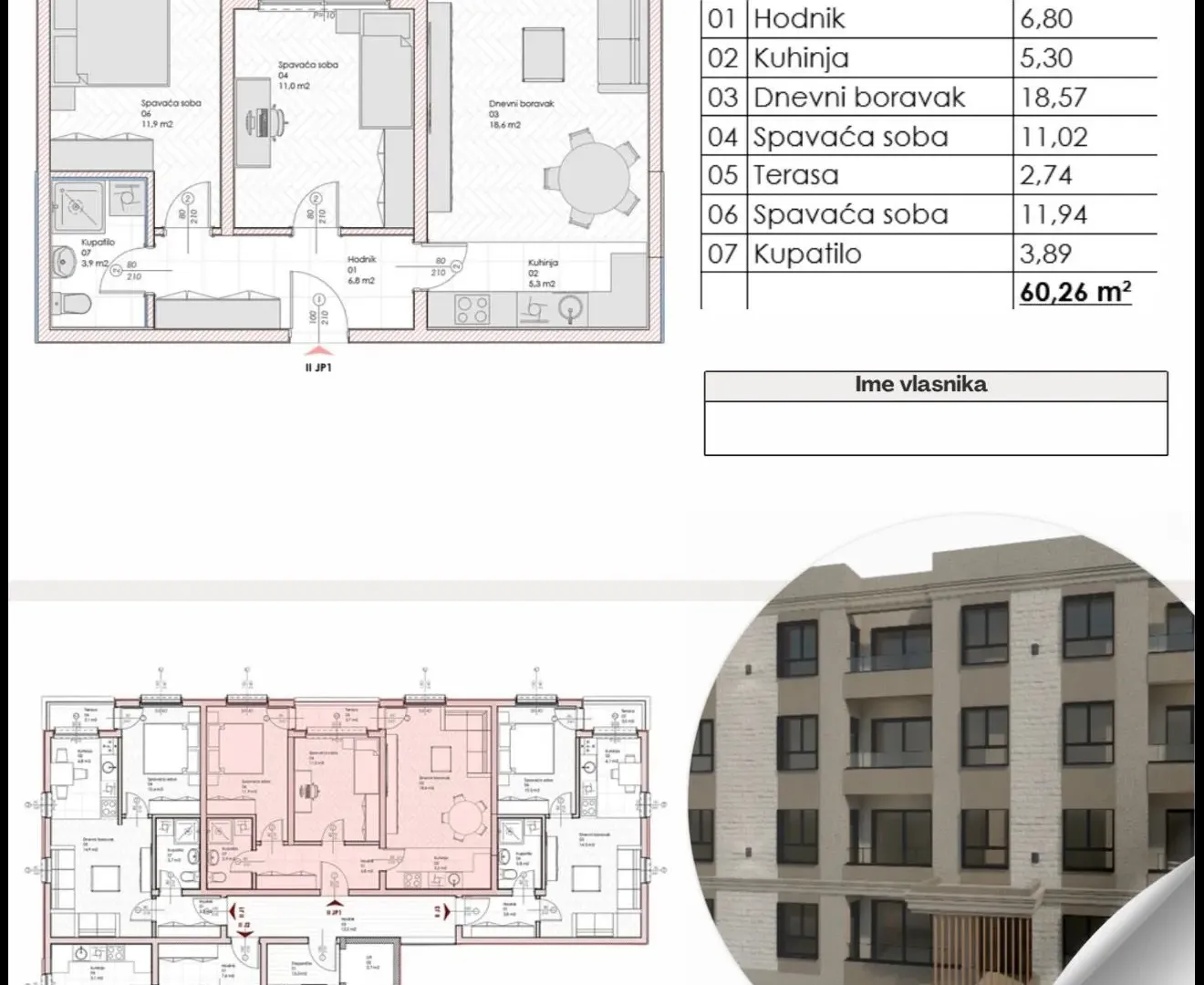 Prodaja, jednosoban stan, 41m², Zabjelo, Podgorica