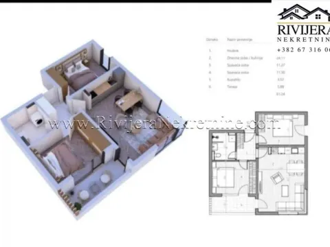 Sale, two bedroom apartment, 61m², Radanovići, Kotor - image 6