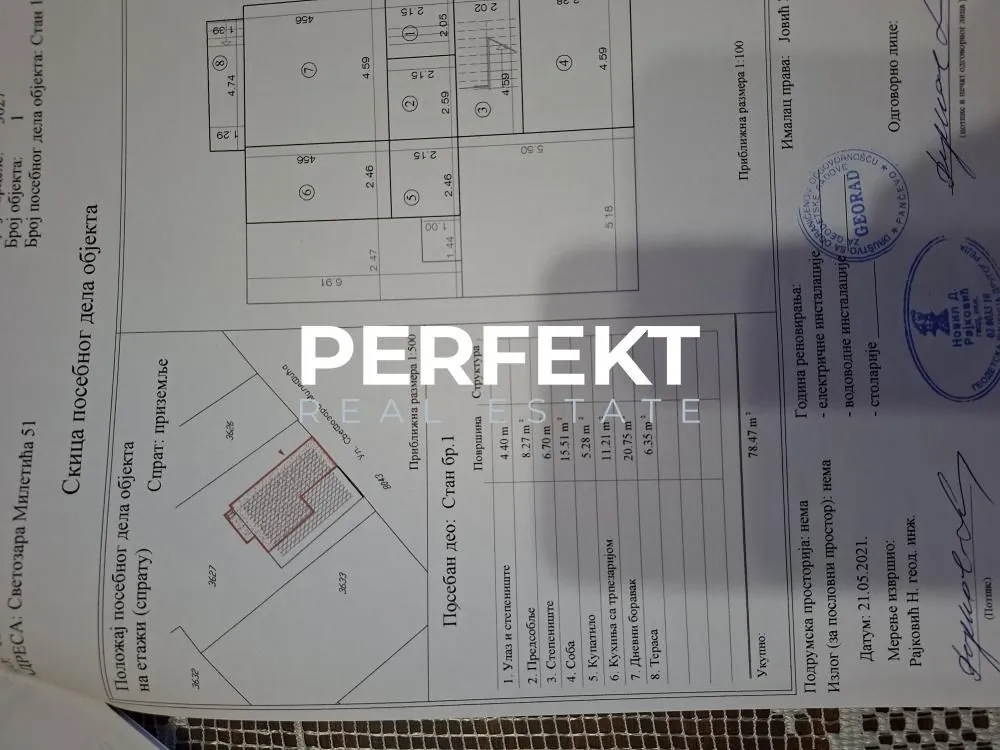 Arhitektonski nacrt nekretnine sa dimenzijama prostorija.