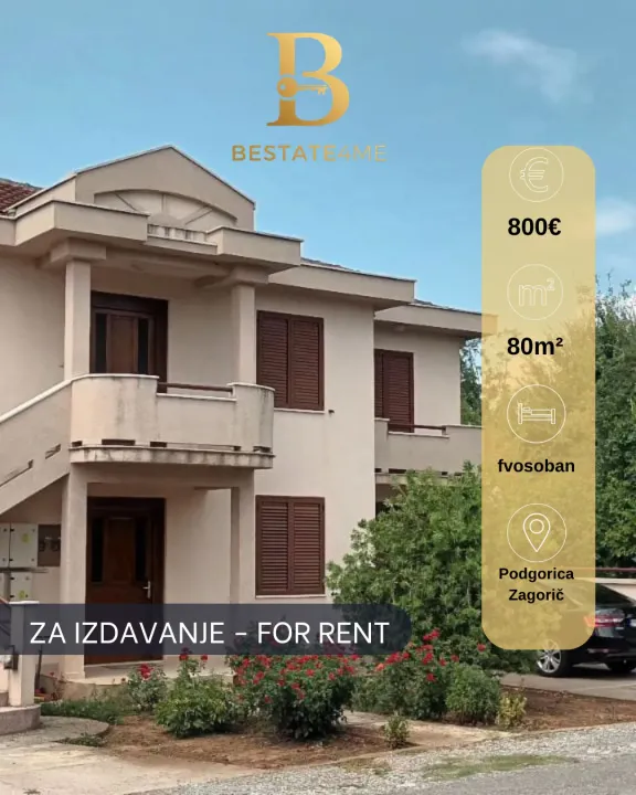 Rent, two bedroom apartment, 80m², Zagorič, Podgorica