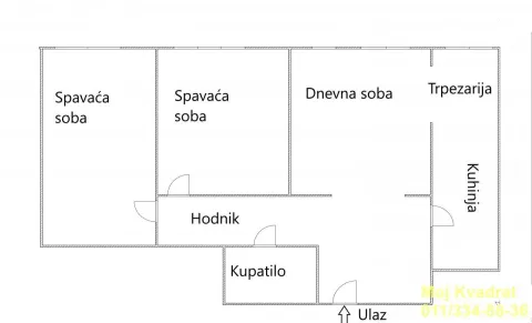 Crtež osnove stana sa rasporedom prostorija. - image 2