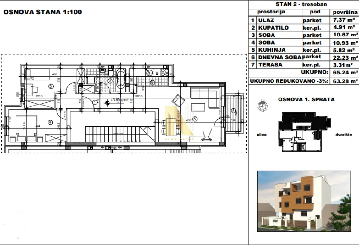 Prodaja, trosoban stan, 63m², Telep, Novi Sad Sve Podlokacije