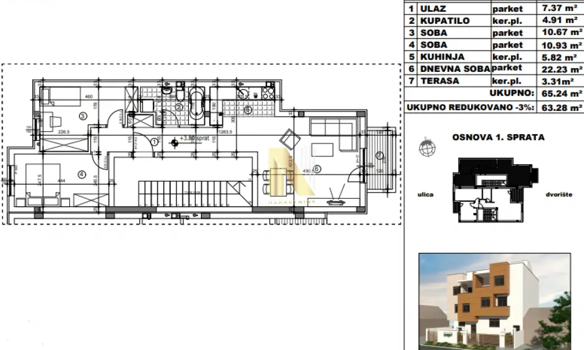 Sale, three bedroom apartment, 63m², Telep, Novi Sad Sve Podlokacije