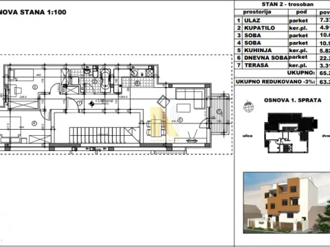 Prodaja, trosoban stan, 63m², Telep, Novi Sad Sve Podlokacije - image 1