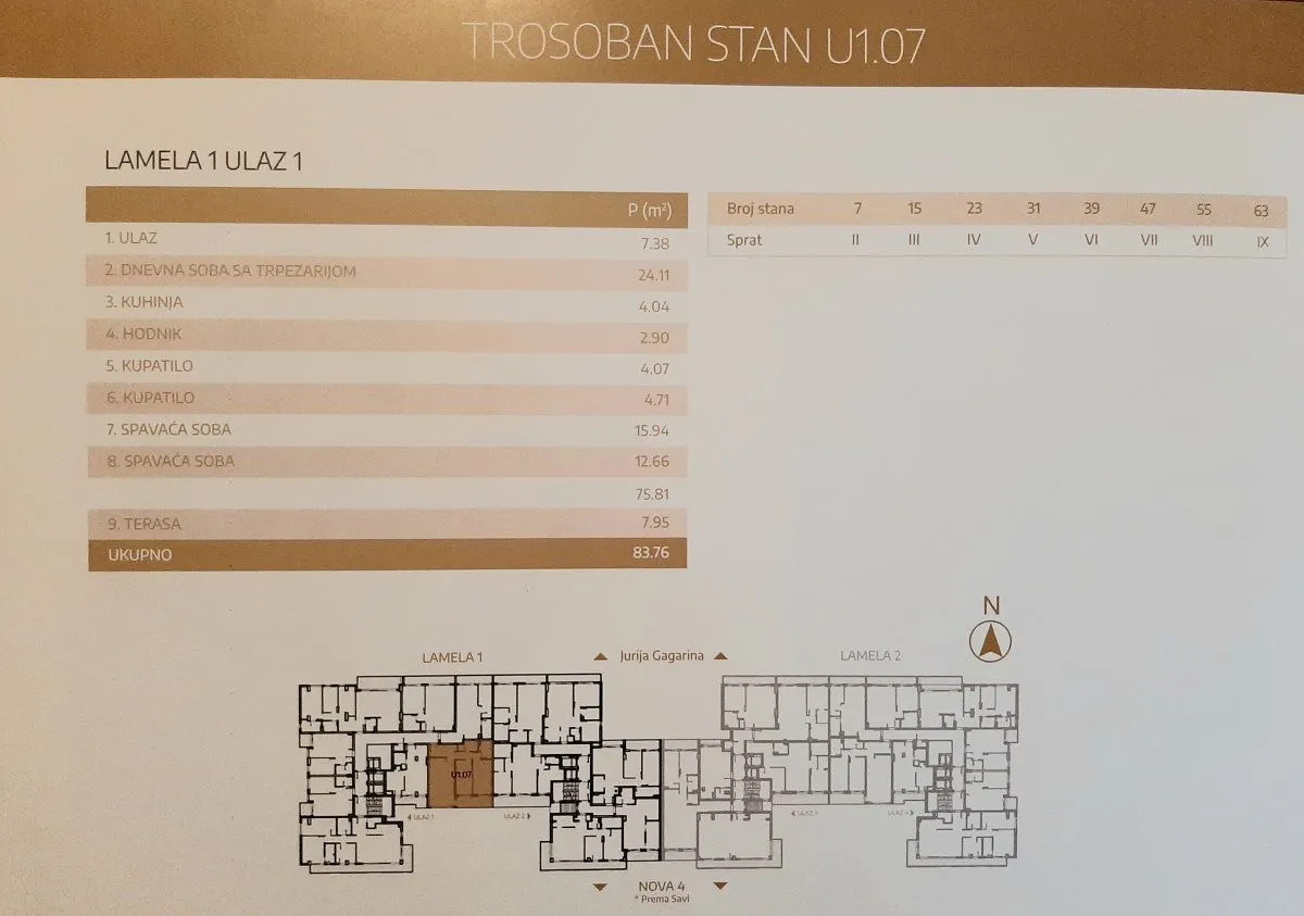 Sale, three bedroom apartment, 84m², Novi Beograd Blok 25, Novi Beograd Sve Podlokacije