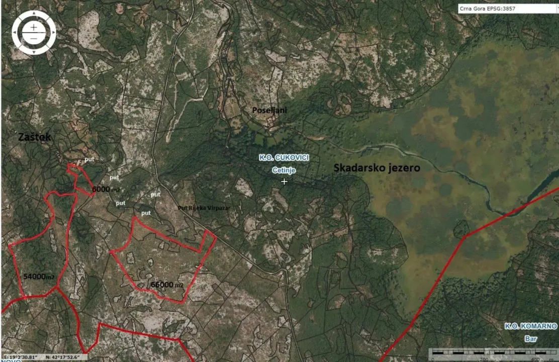 Prodaja, plac, 60761m², Cetinje, Crna Gora
