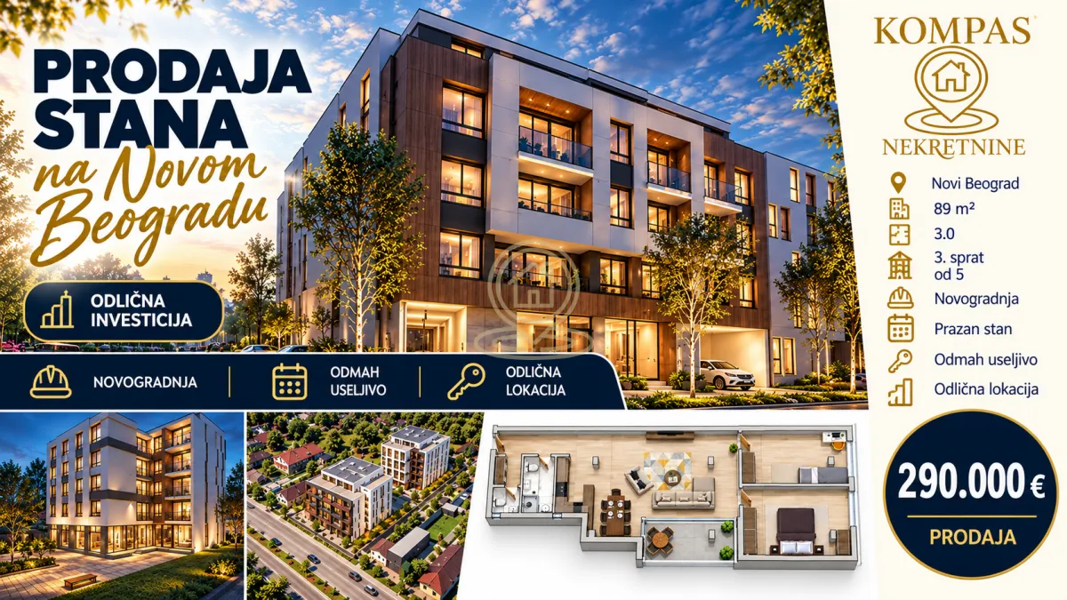 Prodaja, trosoban stan, 89m², Bežanija, Beograd