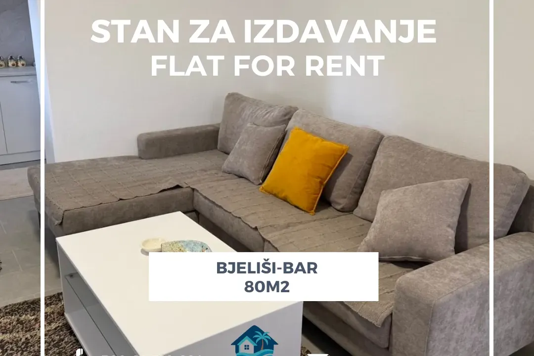 Rent, two bedroom apartment, 80m², Bjeliši, Bar
