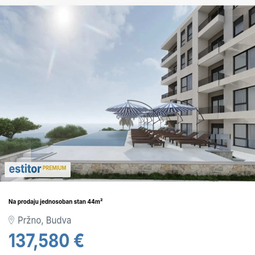 Sale, one bedroom apartment, 44m², Pržno, Budva