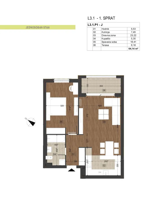 Sale, one bedroom apartment, 64m², Donja Gorica, Podgorica