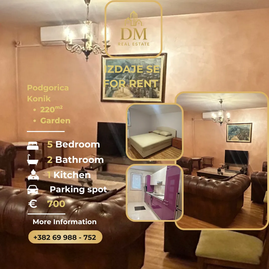 Izdavanje, kuća, 220m², Konik, Podgorica