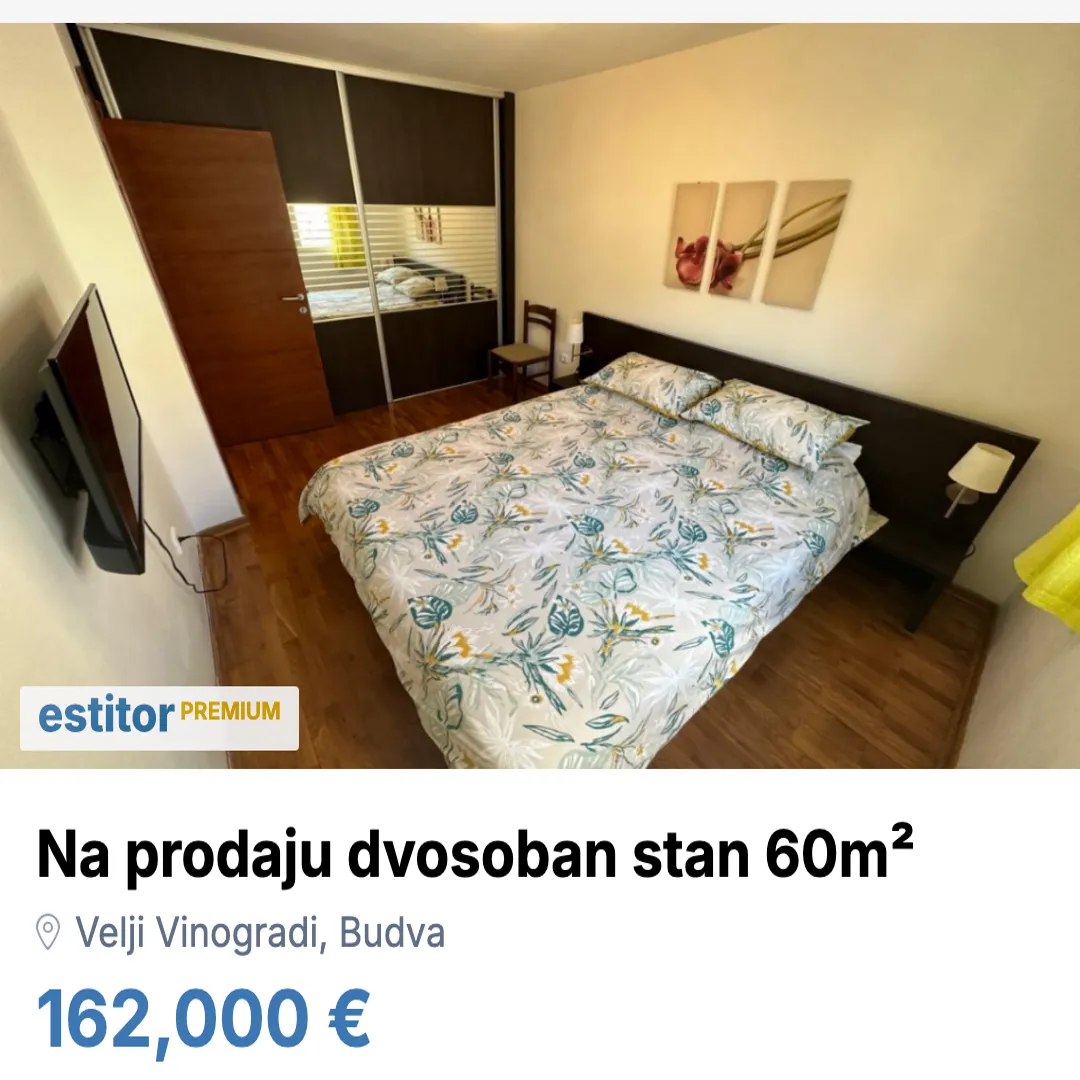 Sale, two bedroom apartment, 60m², Velji Vinogradi, Budva