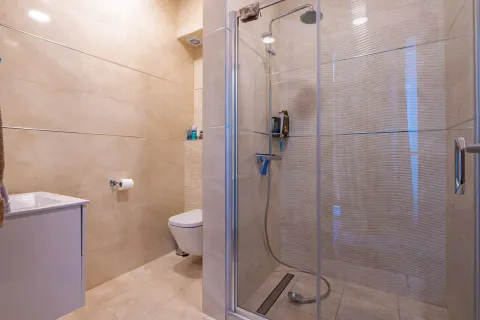 Moderno opremljeno kupatilo sa tuš kabinom i WC šoljom. - image 9