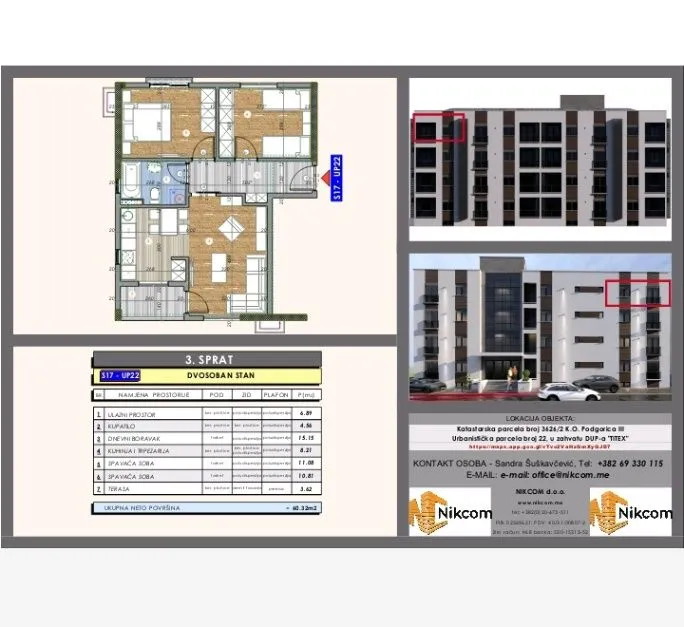 Prodaja, dvosoban stan, 60m², Zabjelo, Podgorica