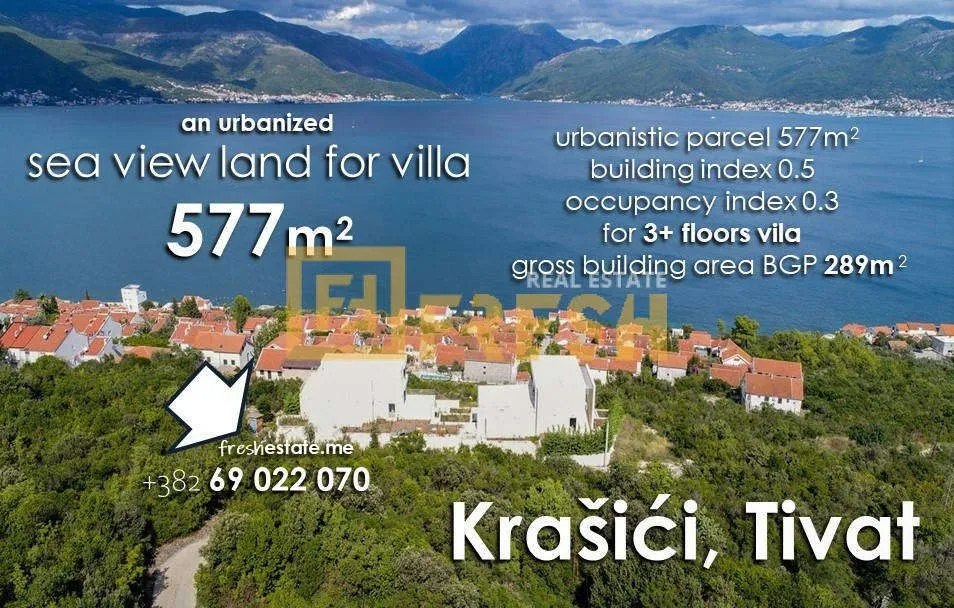 Prodaja, plac, 577m², Tivat, Crna Gora