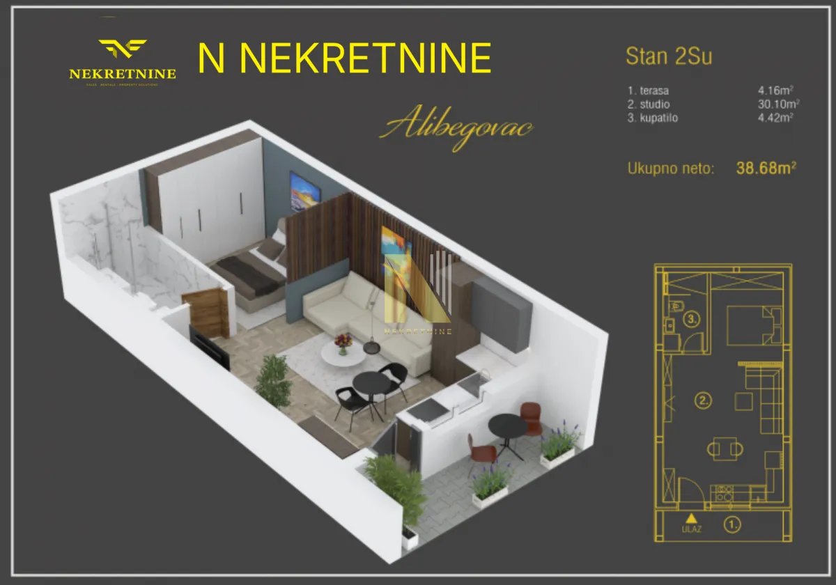 Sale, one bedroom apartment, 39m², Alibegovac, Petrovaradin