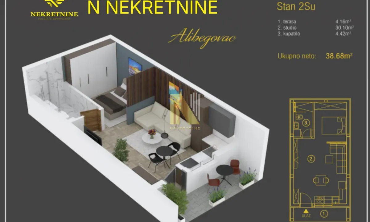 Sale, one bedroom apartment, 39m², Alibegovac, Petrovaradin