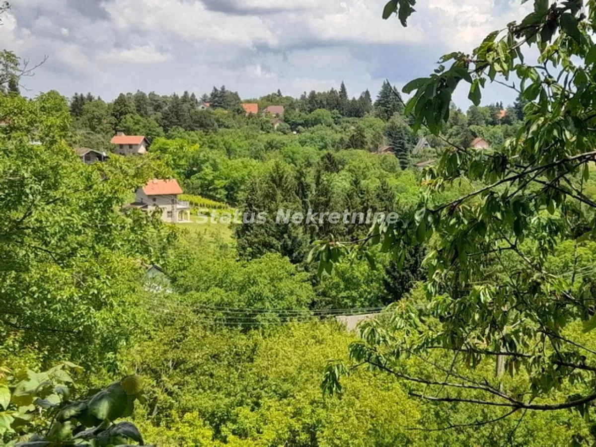 Pogled na zelenilo i okolne kuće sa imanja.