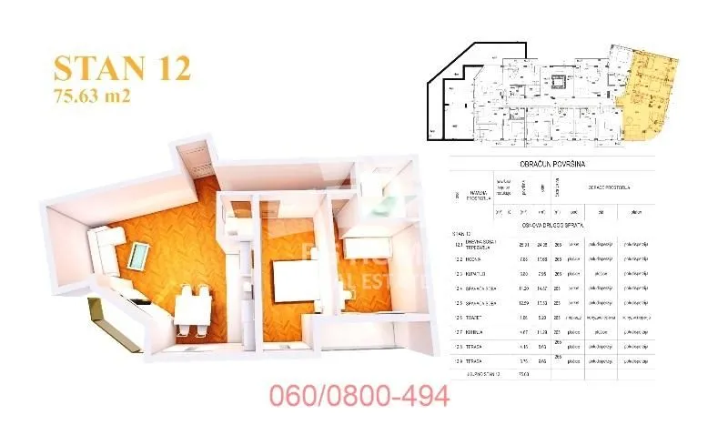 Sale, three bedroom apartment, 76m², Vojvode Vlahovica, Beograd