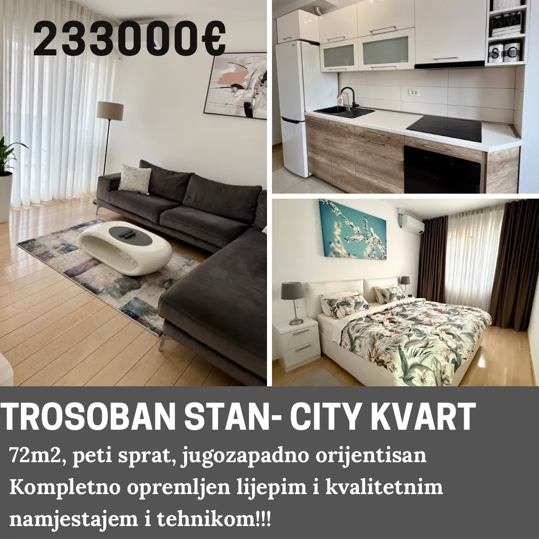 Prodaja, trosoban stan, 72m², City Kvart, Podgorica