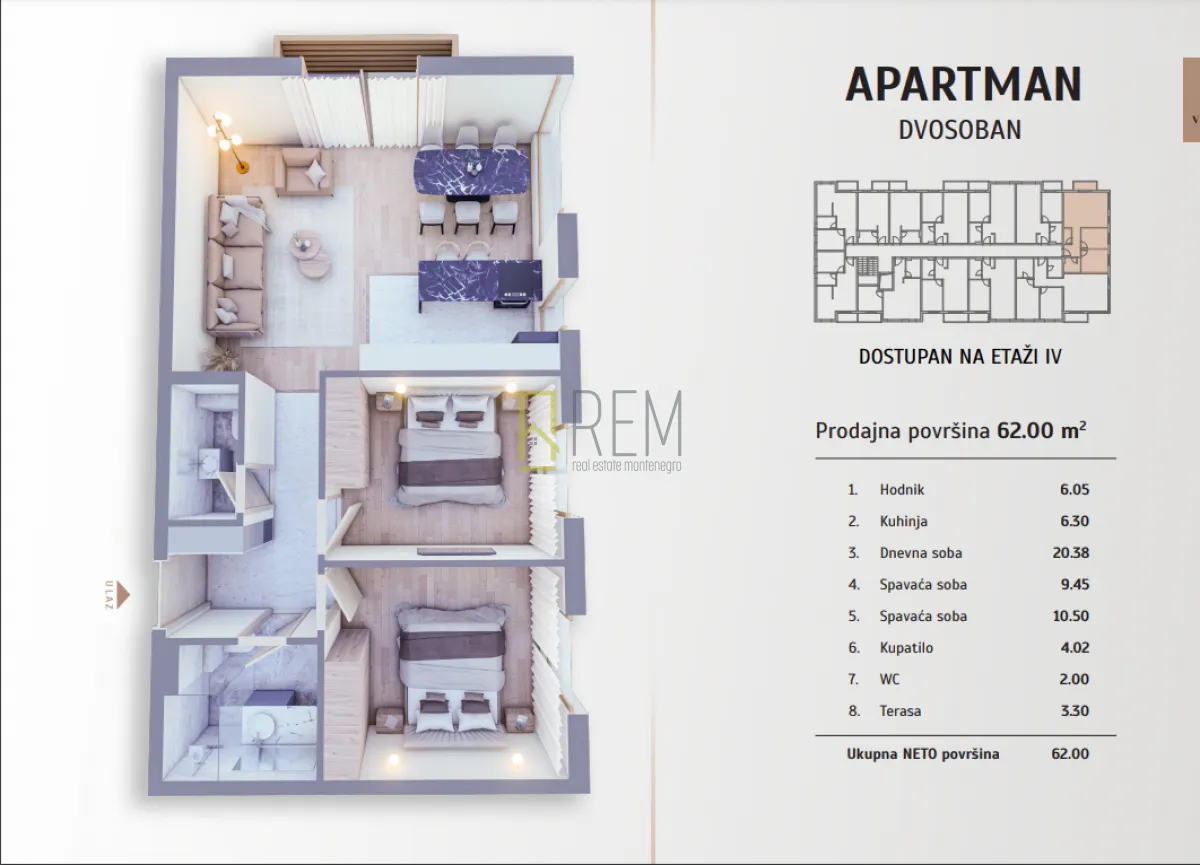 Sale, one bedroom apartment, 42m², Kolašin, Crna Gora