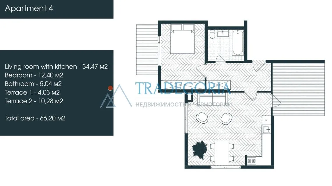 Prodaja, dvosoban stan, 66m², Tivat, Crna Gora
