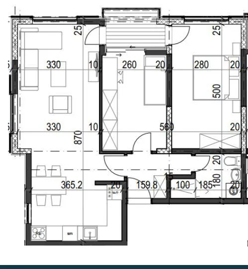 Sale, two bedroom apartment, 65m², Radanovići, Kotor