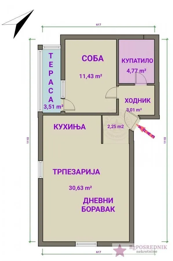 Sale, two bedroom apartment, 56m², Altina, Beograd