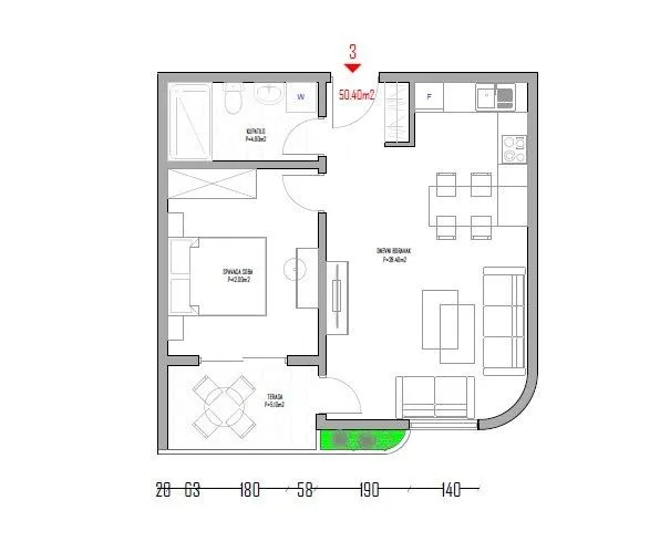 Prodaja, jednosoban stan, 50m², Pinješ, Ulcinj