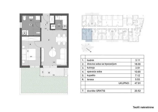 Prodaja, jednosoban stan, 48m², Stari Banovci, Stara Pazova