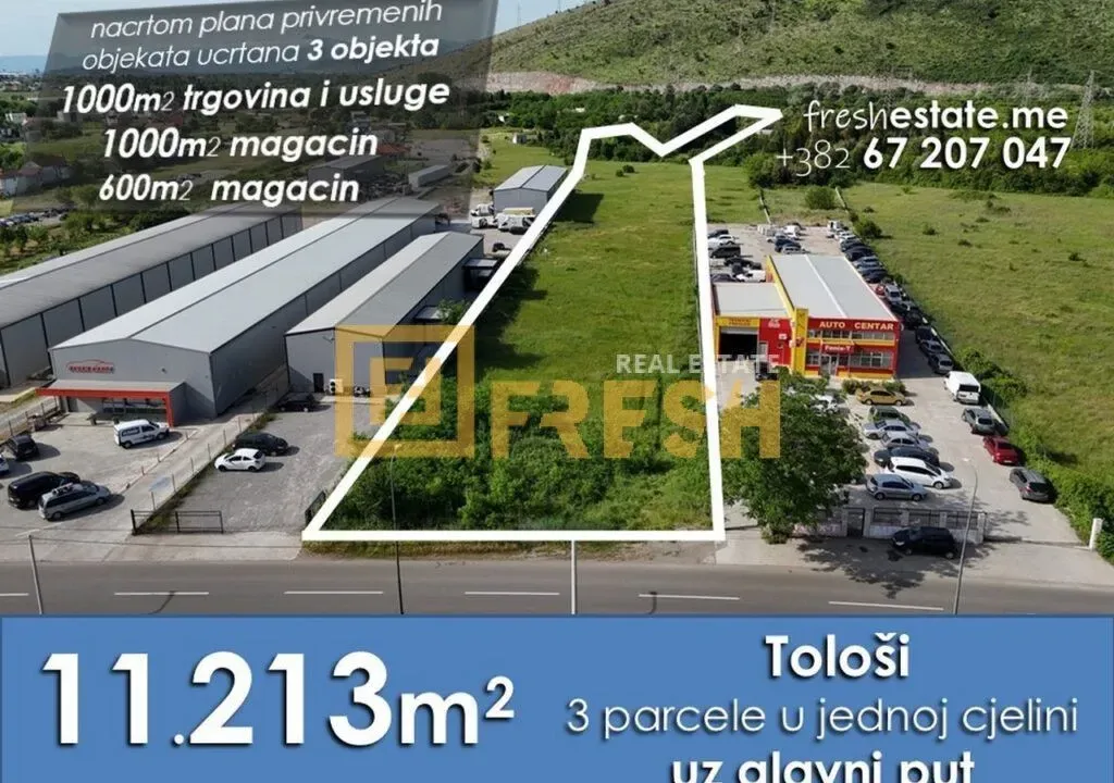 Prodaja, plac, 11213m², Tološi, Podgorica