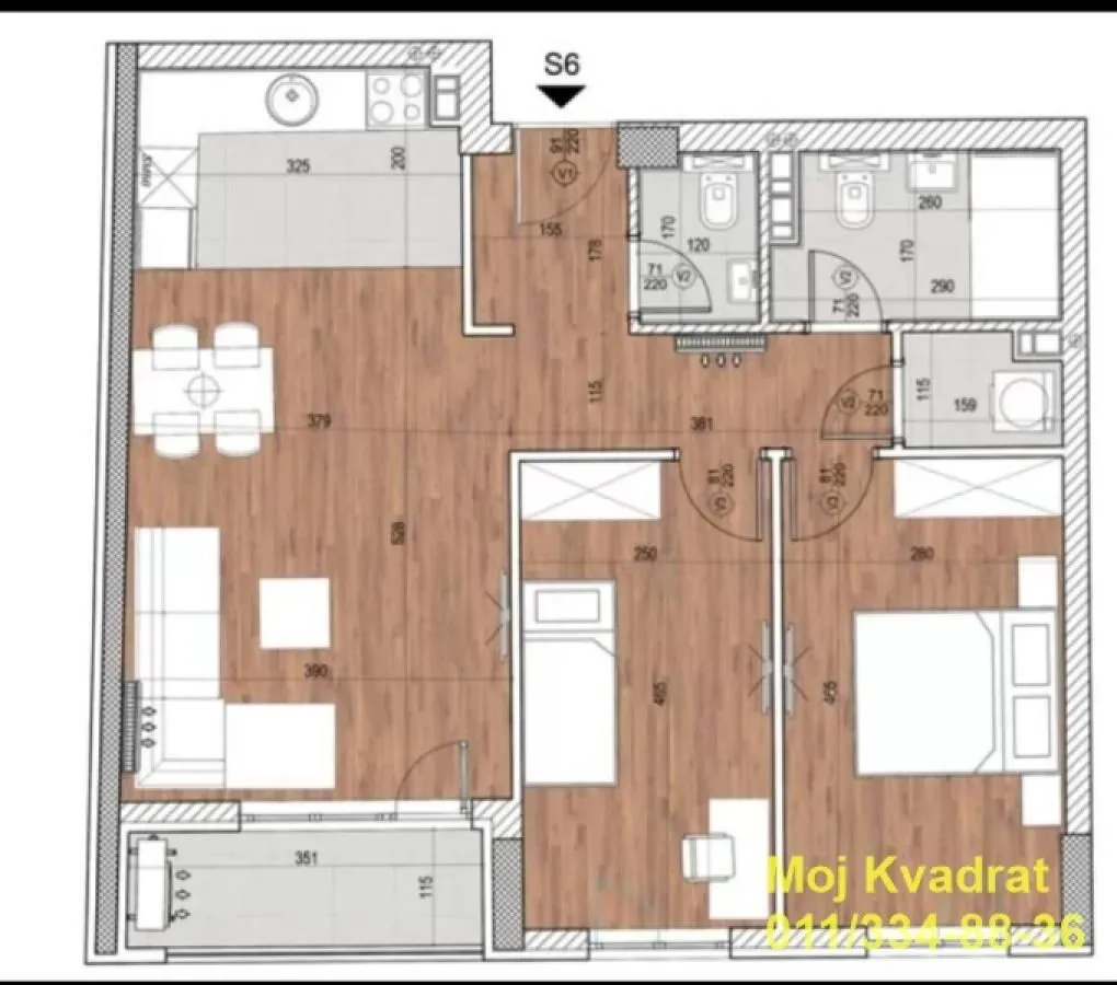 Prodaja, trosoban stan, 68m², Novi Beograd Blok 60, Novi Beograd Sve Podlokacije