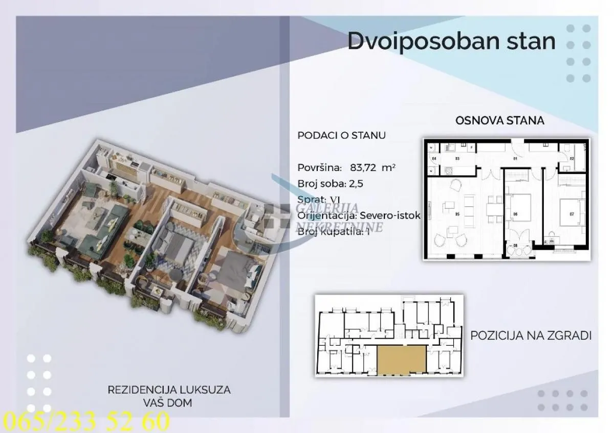Prodaja, dvosoban stan, 84m², Zvezdara Sve Podlokacije, Beograd