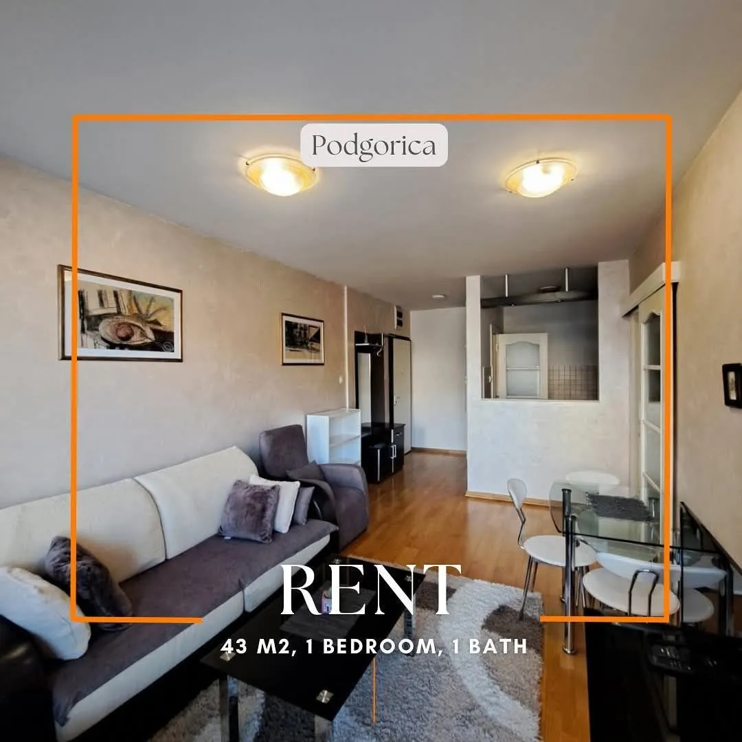 Rent, one bedroom apartment, 43m², Preko Morače, Podgorica