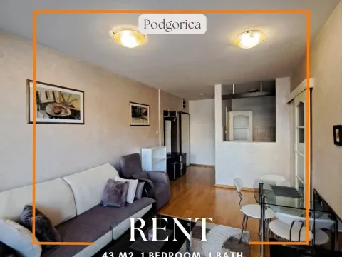 Izdavanje, jednosoban stan, 43m², Preko Morače, Podgorica