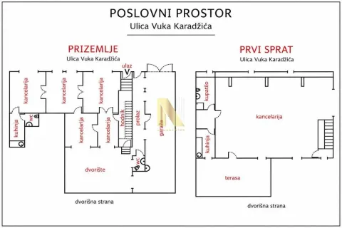 Floor plan of the ground floor and first floor of the office space. - image 25