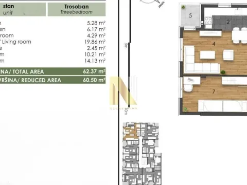 Prodaja, trosoban stan, 62m², Telep, Novi Sad Sve Podlokacije