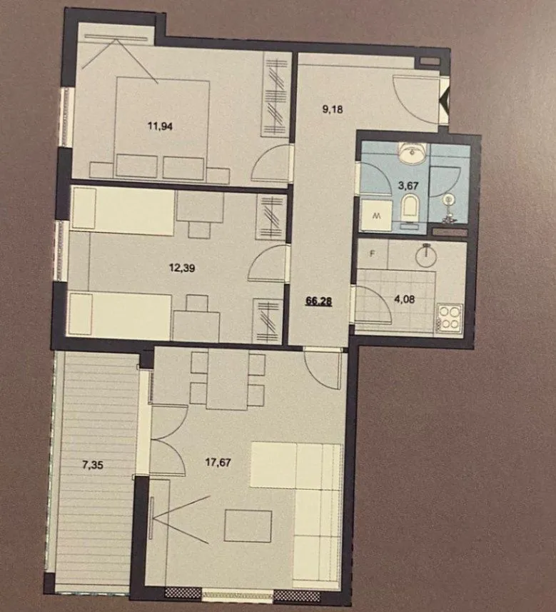 Prodaja, dvosoban stan, 66m², Tivat, Crna Gora