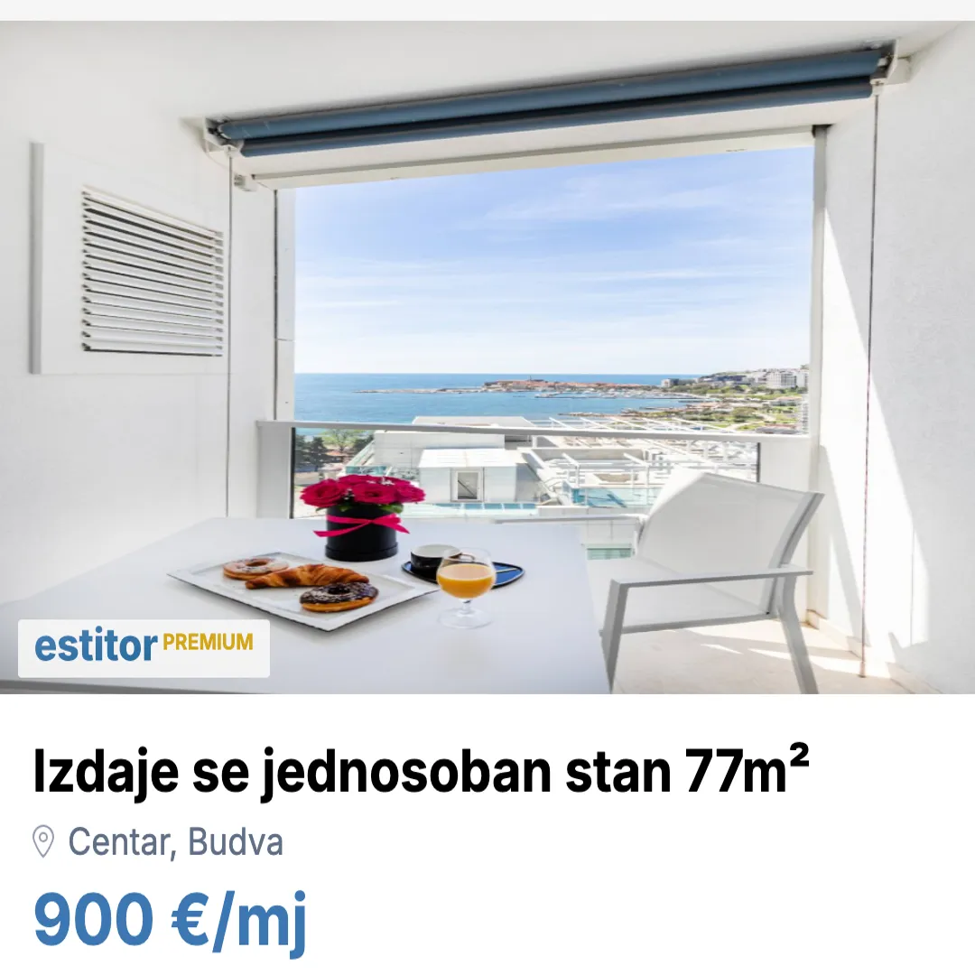 Izdavanje, jednosoban stan, 77m², Centar, Budva