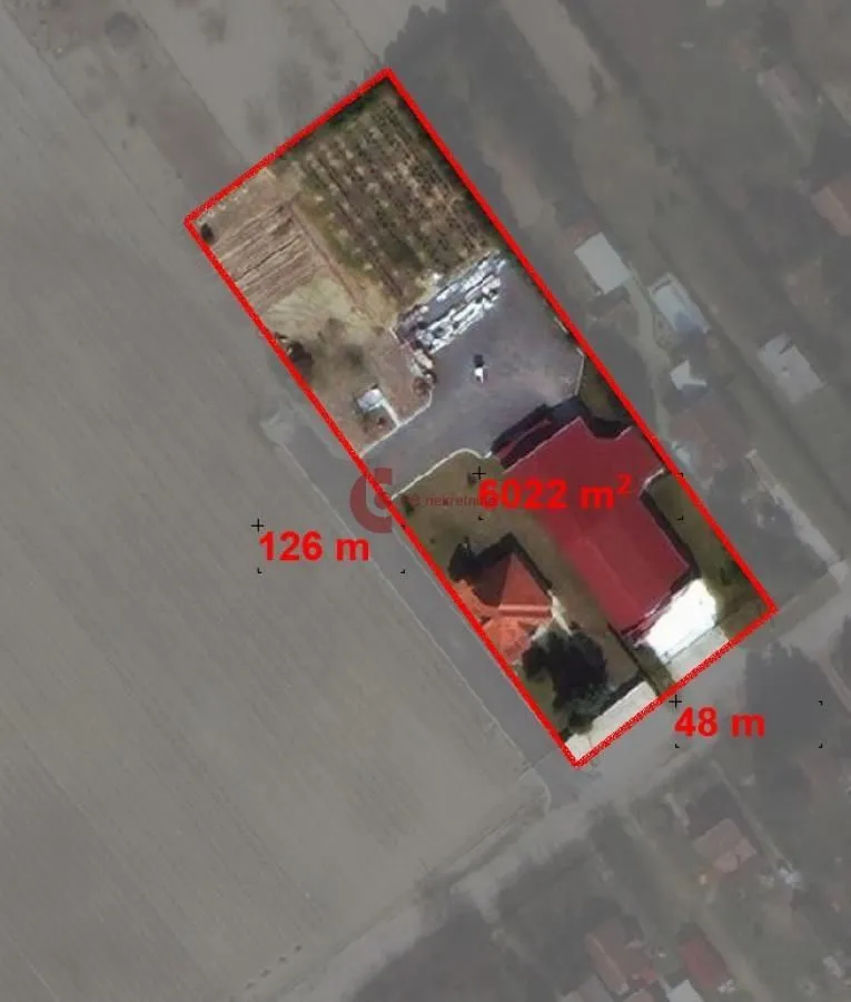 Satellite view of the land with marked plot boundaries.